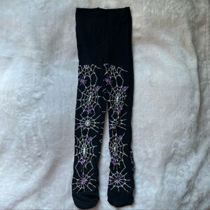 2T/3T Costume Tights, Black & Purple Spider Web EUC Kids Halloween Dress-up Play